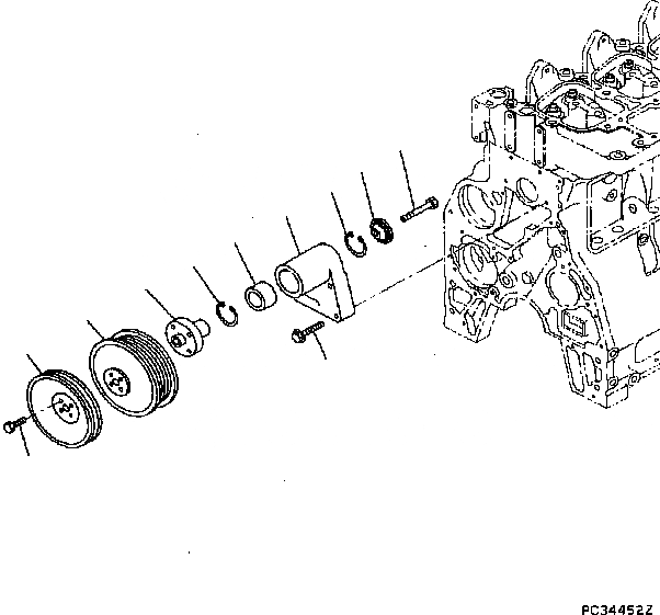 Схема запчастей Komatsu S6D102E1 - ПРИВОД ВЕНТИЛЯТОРА ДВИГАТЕЛЬ