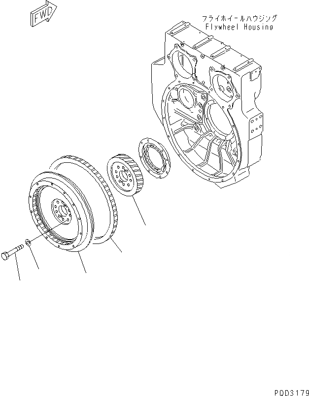 Схема запчастей Komatsu S6D170-1G-6B - МАХОВИК(№7-99) ДВИГАТЕЛЬ