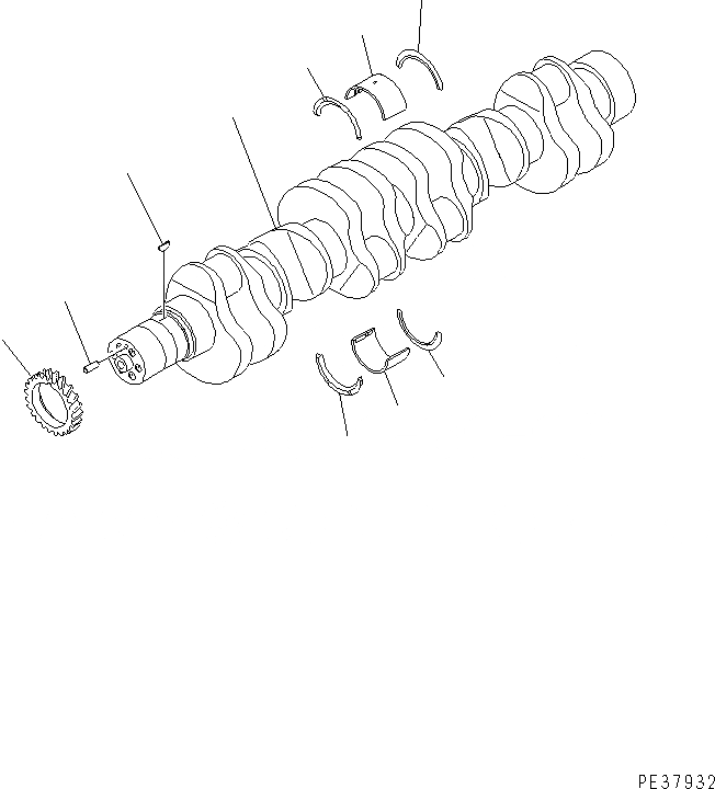 Схема запчастей Komatsu S6D170-1G-6B - КОЛЕНВАЛ(№7-) ДВИГАТЕЛЬ