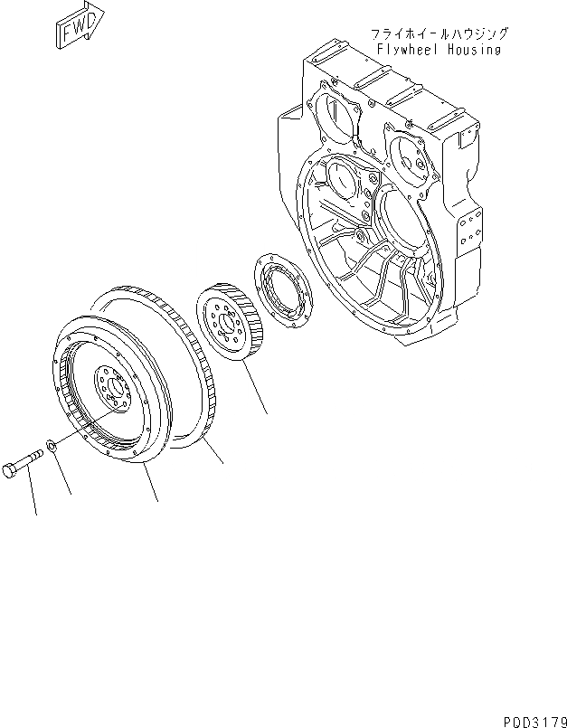 Схема запчастей Komatsu S6D170-1D-6B - МАХОВИК(№7-99) ДВИГАТЕЛЬ