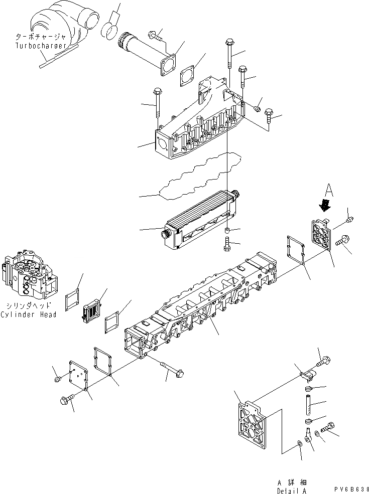 Схема запчастей Komatsu SA6D140E-3J-7 - ТРУБОПРОВОД ВПУСКА ВОЗДУХА И ПОСЛЕОХЛАДИТЕЛЬ ДВИГАТЕЛЬ