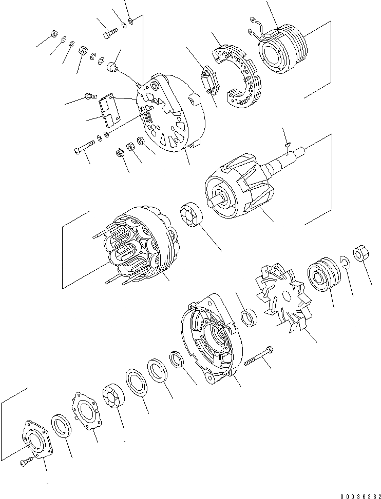 Схема запчастей Komatsu SA6D140E-3J-7 - ГЕНЕРАТОР (9A) (ЗАПЫЛЕНН СПЕЦ-Я) (ВНУТР. ЧАСТИ)(№99-) ДВИГАТЕЛЬ