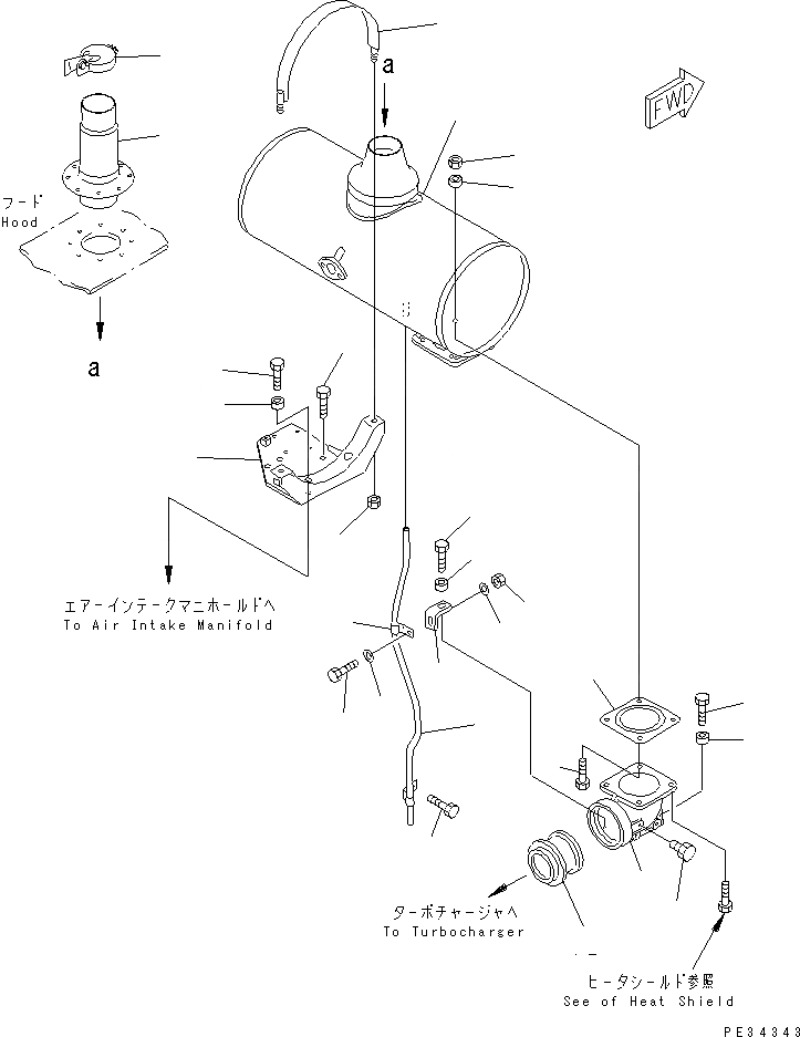 Схема запчастей Komatsu SA6D140-1N-G - ГЛУШИТЕЛЬ(№99-) ДВИГАТЕЛЬ