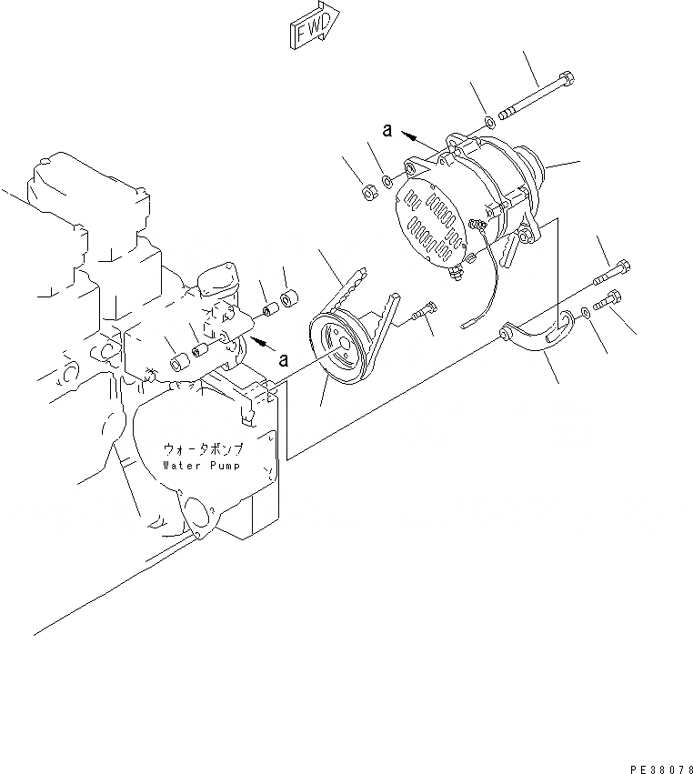 Схема запчастей Komatsu SA6D140-1N-G - КРЕПЛЕНИЕ ГЕНЕРАТОРА (A)(№7-) ДВИГАТЕЛЬ