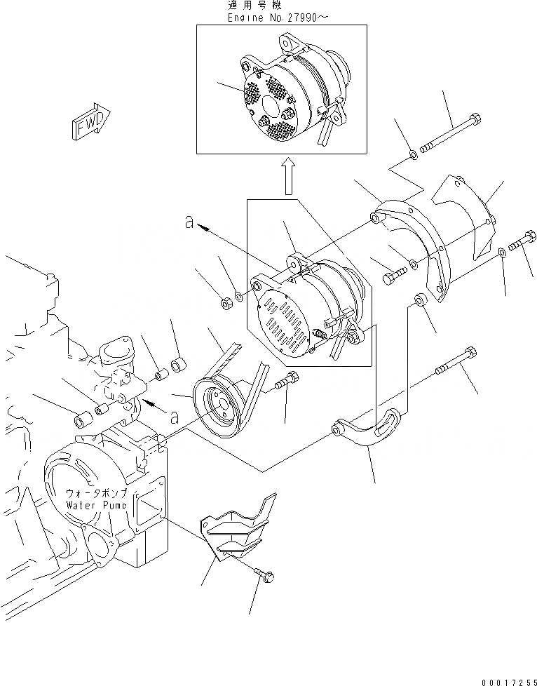 Схема запчастей Komatsu SA6D140-1P-G - КРЕПЛЕНИЕ ГЕНЕРАТОРА (A) (INJURY FROM SALT МЕСТН. СПЕЦ-Я.) (С COVER)(№987-) ДВИГАТЕЛЬ