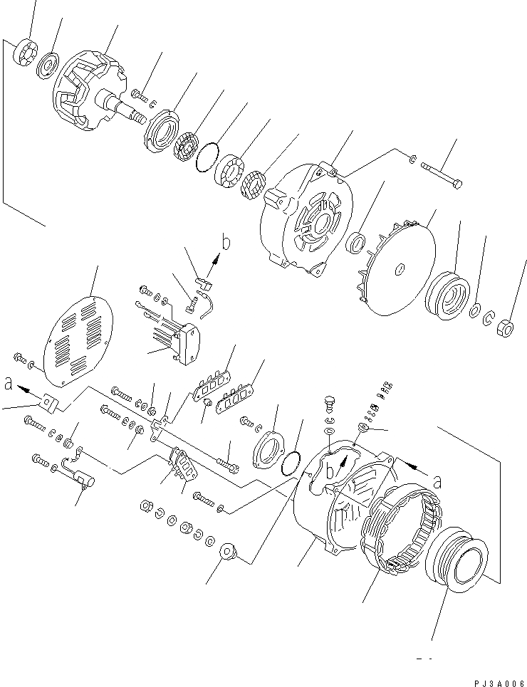 Схема запчастей Komatsu SA6D140-1P-G - ГЕНЕРАТОР (A) (INJURY FROM SALT МЕСТН. СПЕЦ-Я.) (С COVER) (ВНУТР. ЧАСТИ)(№987-7989) ДВИГАТЕЛЬ