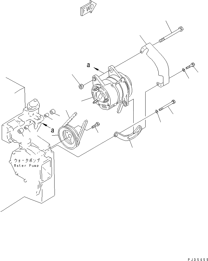 Схема запчастей Komatsu SA6D140A-GD-1W7 - КРЕПЛЕНИЕ ГЕНЕРАТОРА (A) ДВИГАТЕЛЬ