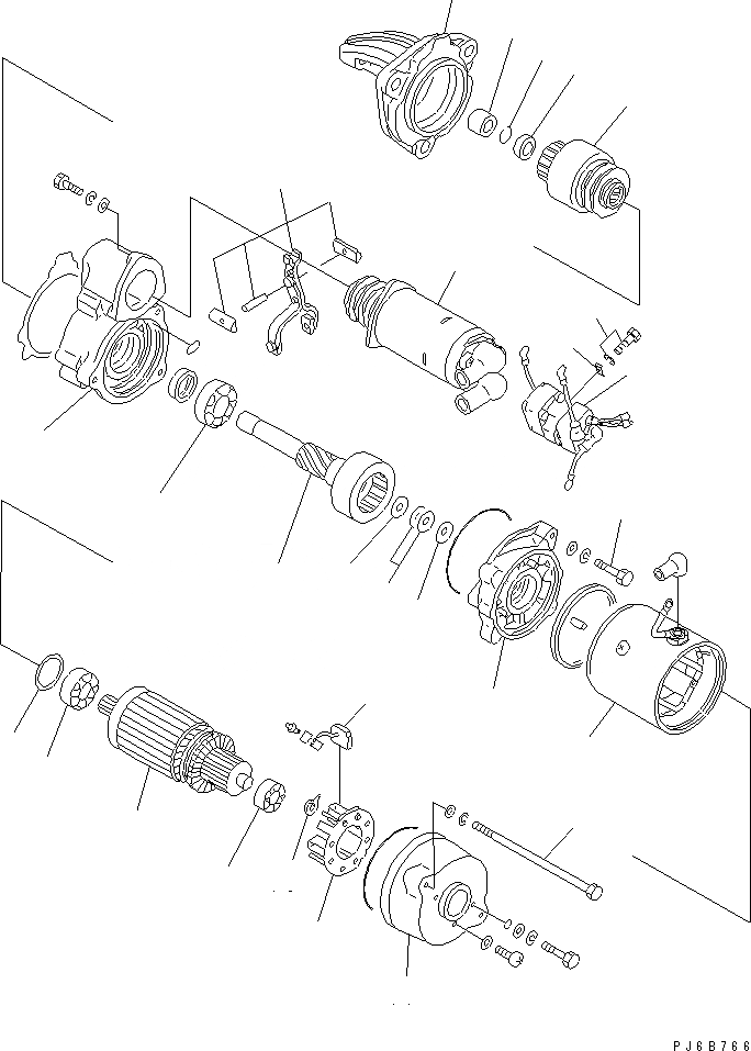 Схема запчастей Komatsu SA6D140A-GD-1W7 - СТАРТЕР (7.KW) (ВНУТР. ЧАСТИ)(№-) ДВИГАТЕЛЬ