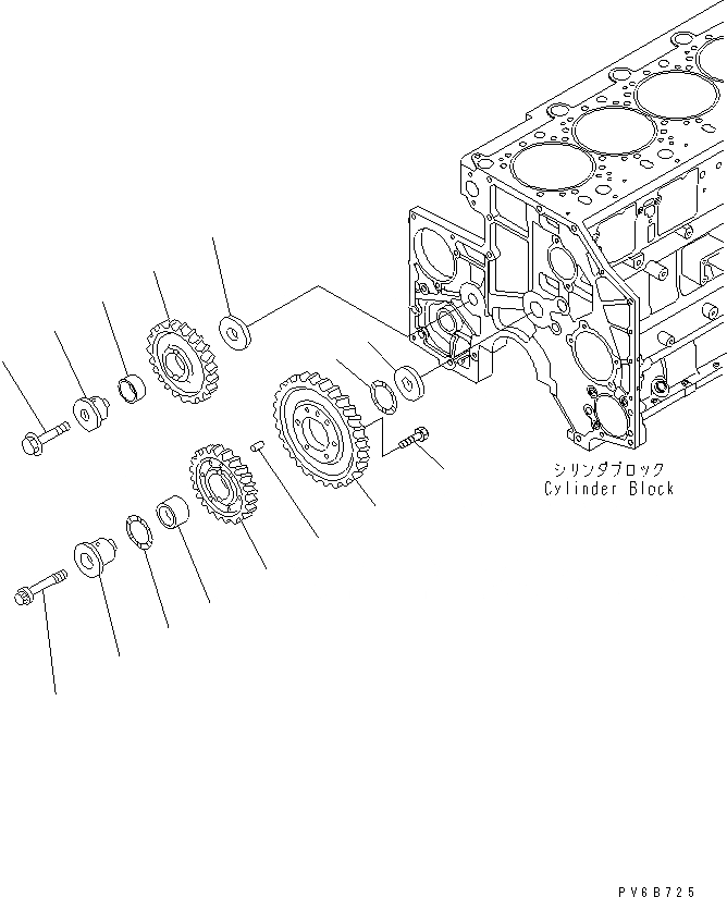 Схема запчастей Komatsu SA6D140E-3L-7 - ПРОМЕЖУТОЧНАЯ ШЕСТЕРНЯ ДВИГАТЕЛЬ