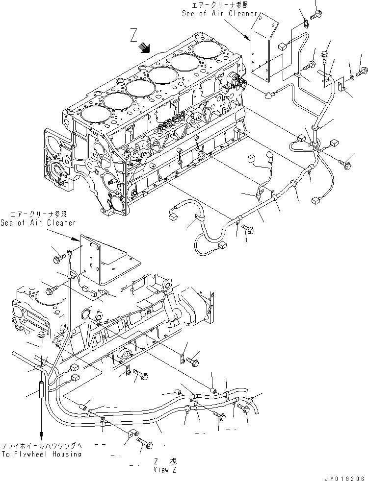 Схема запчастей Komatsu SA6D140E-3L-7 - ЭЛЕКТРОПРОВОДКА (/) ДАТЧИК ДВИГАТЕЛЬ