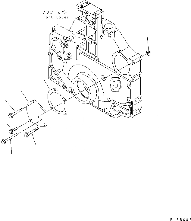 Схема запчастей Komatsu SA6D140E-3 - ПЕРЕДН. ПРИВОД КРЫШКА(БЕЗ КОМПРЕССОР) ДВИГАТЕЛЬ