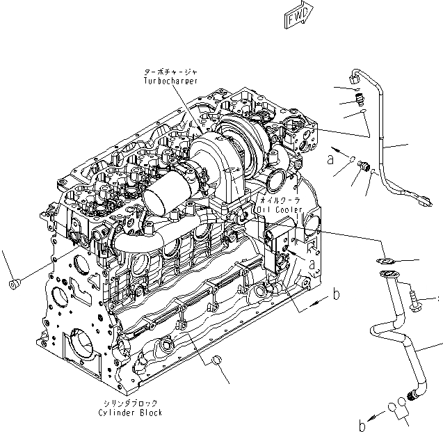 Схема запчастей Komatsu SAA6D107E-1B-W - МАСЛОПРОВОДЯЩИЕ ТРУБКИ ТУРБОНАГНЕТАТЕЛЯ ДВИГАТЕЛЬ