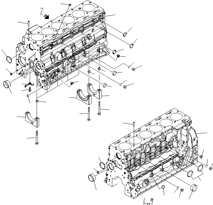 Схема запчастей Komatsu SAA6D107E-1B-W - БЛОК ЦИЛИНДРОВ ДВИГАТЕЛЬ