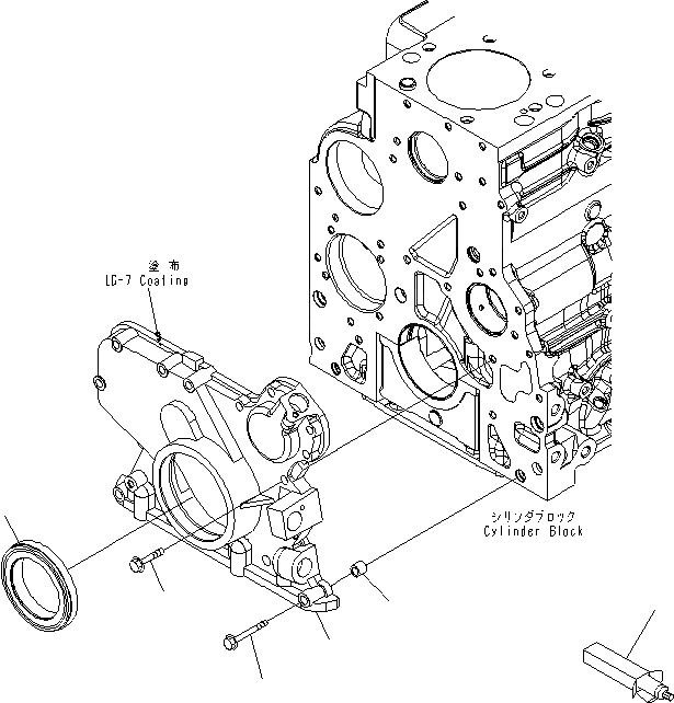 Схема запчастей Komatsu SAA6D107E-1B-W - ПЕРЕДН. ПРИВОД COVER ДВИГАТЕЛЬ