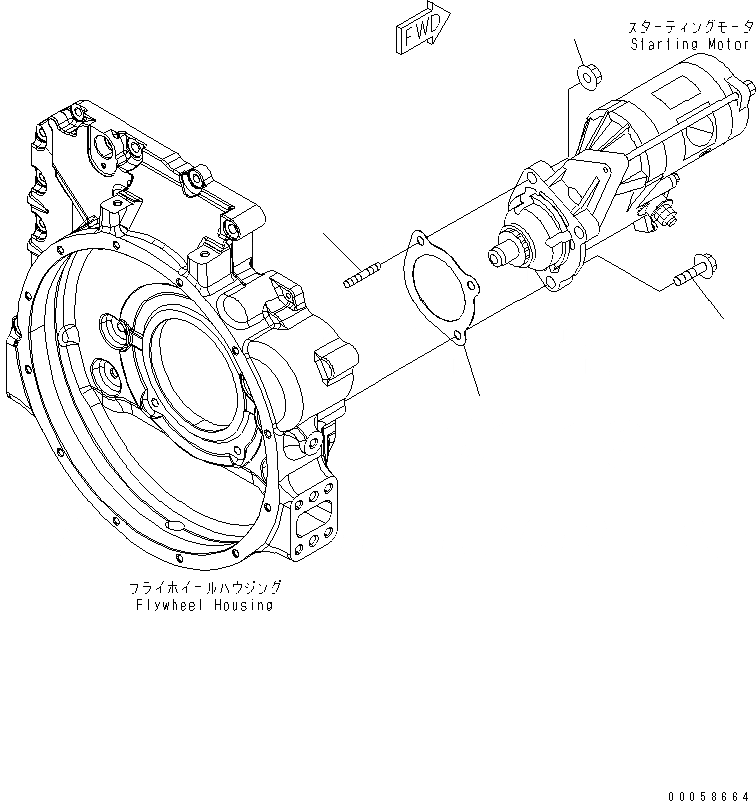 Схема запчастей Komatsu SAA6D107E-1B-W - КРЕПЛЕНИЕ СТАРТЕРА (.KW) ДВИГАТЕЛЬ