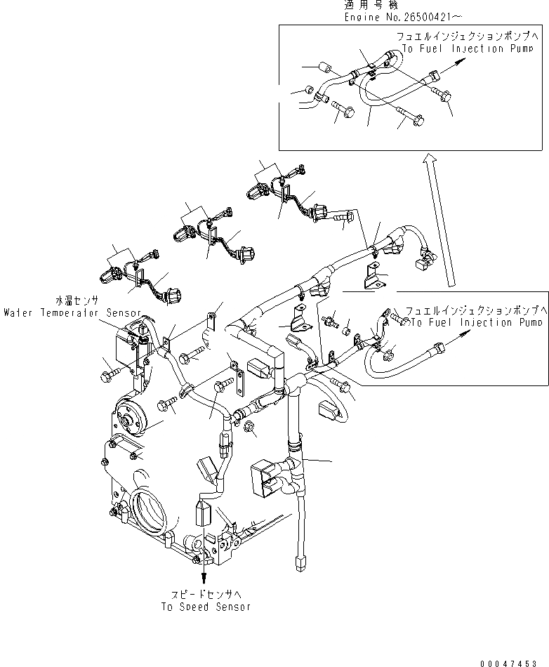 Схема запчастей Komatsu SAA6D107E-1B-W - ПРОВОДКА ДВИГАТЕЛЬ