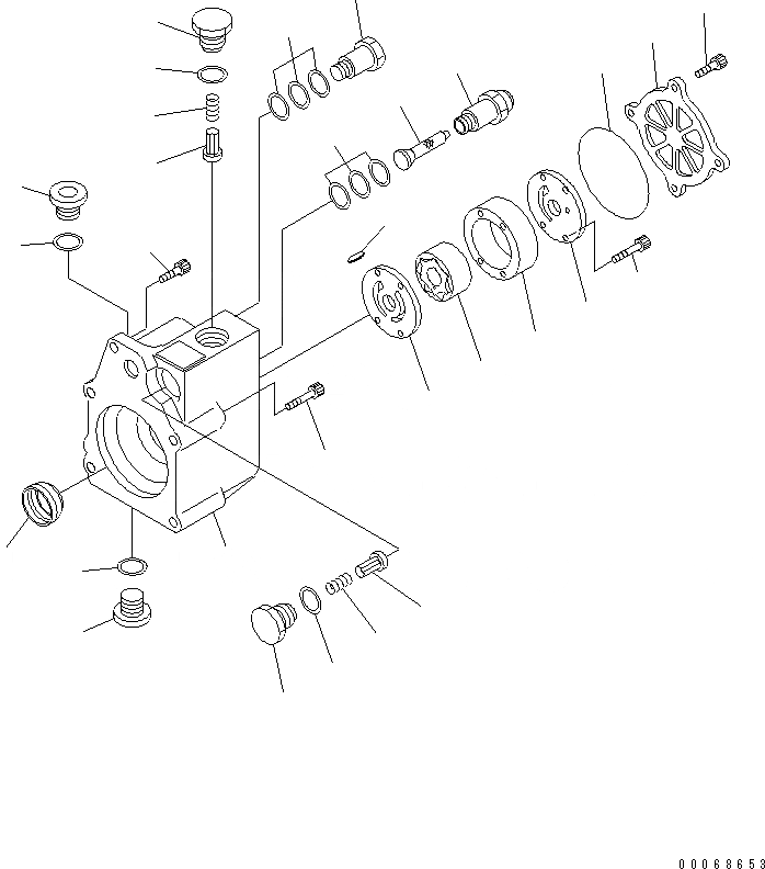 Схема запчастей Komatsu SAA12V140E-3B - ТОПЛИВН. НАСОС (ЛЕВ.) (ПОДКАЧИВАЮЩ. НАСОС) (ВНУТР. ЧАСТИ) ДВИГАТЕЛЬ
