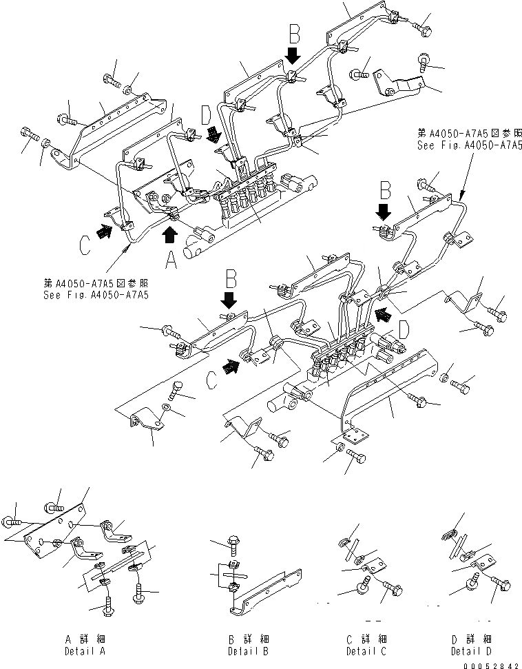 Схема запчастей Komatsu SAA12V140E-3B - ТОПЛИВН. ТРУБКИ ВПРЫСКА (/) (ТРУБКИ ВПРЫСКА СУППОРТ)(№-) ДВИГАТЕЛЬ