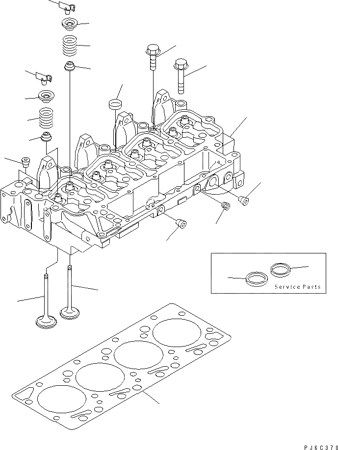Схема запчастей Komatsu SAA4D102E-2E - ГОЛОВКА ЦИЛИНДРОВ ДВИГАТЕЛЬ