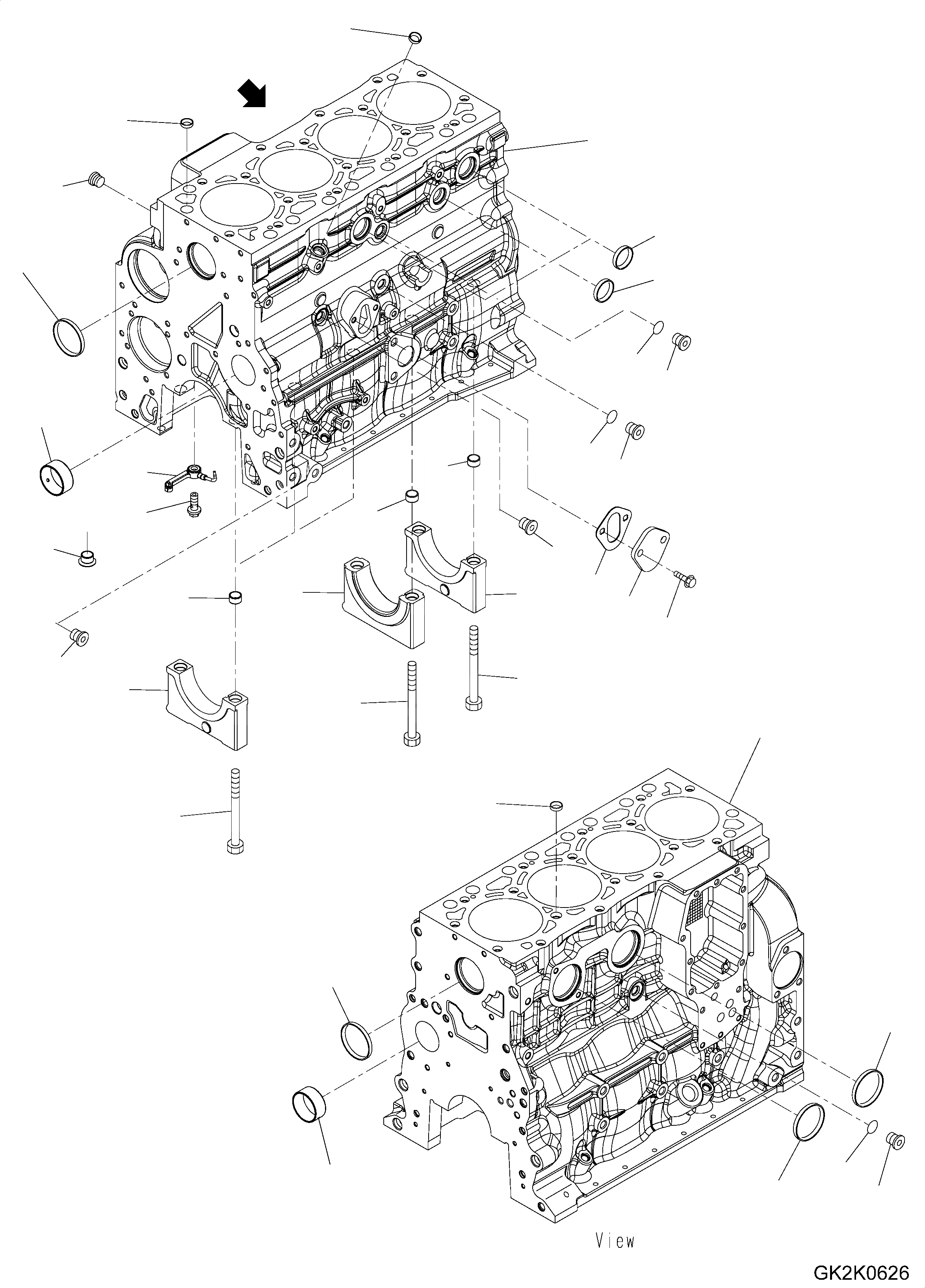 Схема запчастей Komatsu SAA4D107E-1A - БЛОК ЦИЛИНДРОВ (/) AA ДВИГАТЕЛЬ