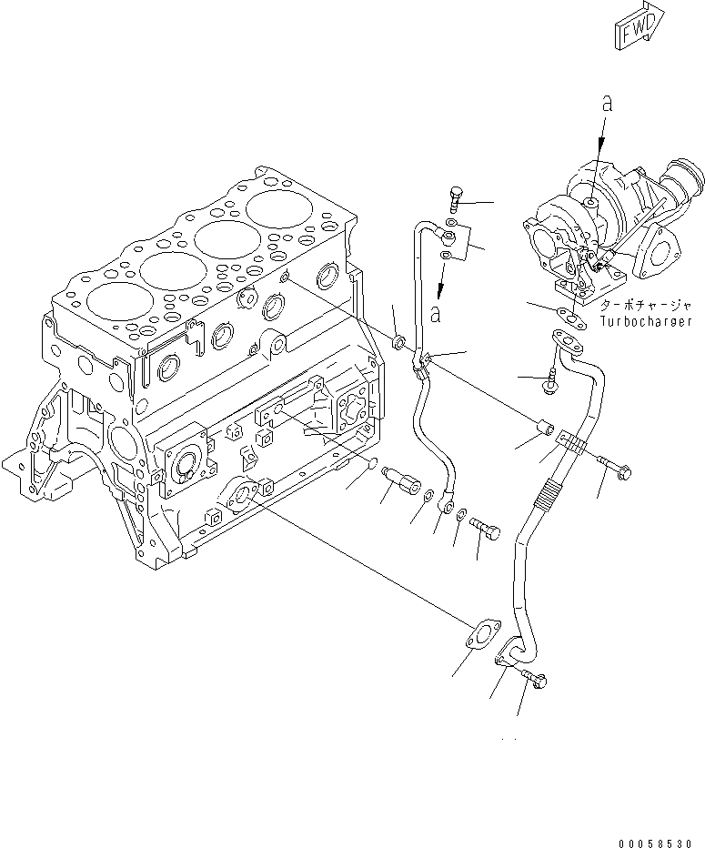 Схема запчастей Komatsu SAA4D95LE-5L-W - МАСЛОПРОВОДЯЩИЕ ТРУБКИ ТУРБОНАГНЕТАТЕЛЯ ДВИГАТЕЛЬ