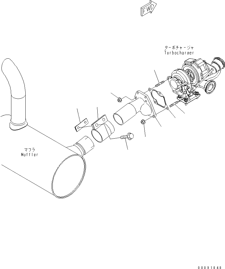 Схема запчастей Komatsu SAA4D95LE-5L-W - ГЛУШИТЕЛЬ PIPE(№-) ДВИГАТЕЛЬ