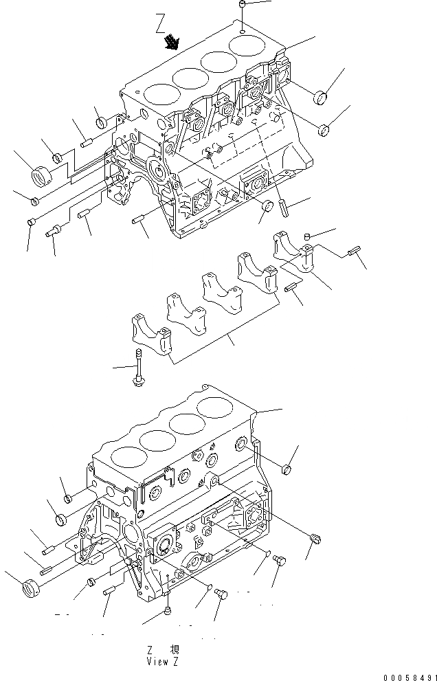 Схема запчастей Komatsu SAA4D95LE-5L-W - БЛОК ЦИЛИНДРОВ ДВИГАТЕЛЬ