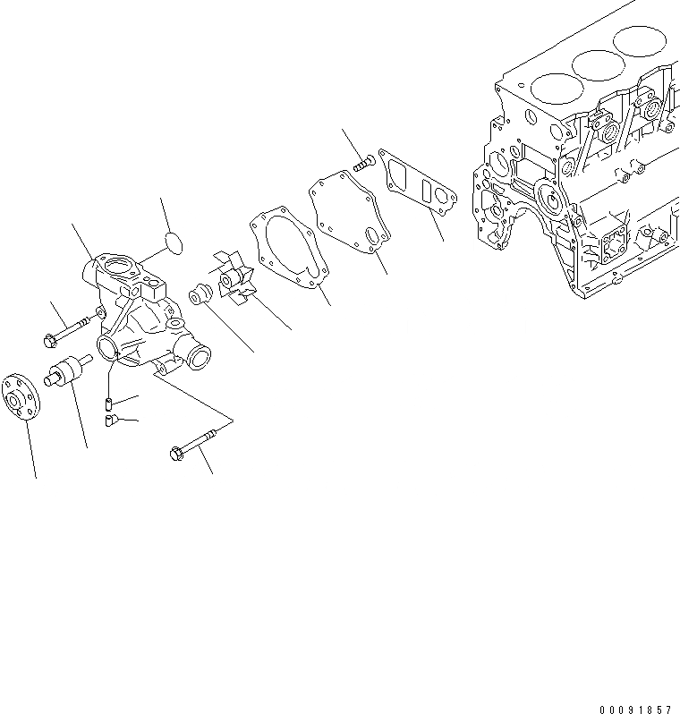 Схема запчастей Komatsu SAA4D95LE-5L-W - ВОДЯНАЯ ПОМПА(№-) ДВИГАТЕЛЬ