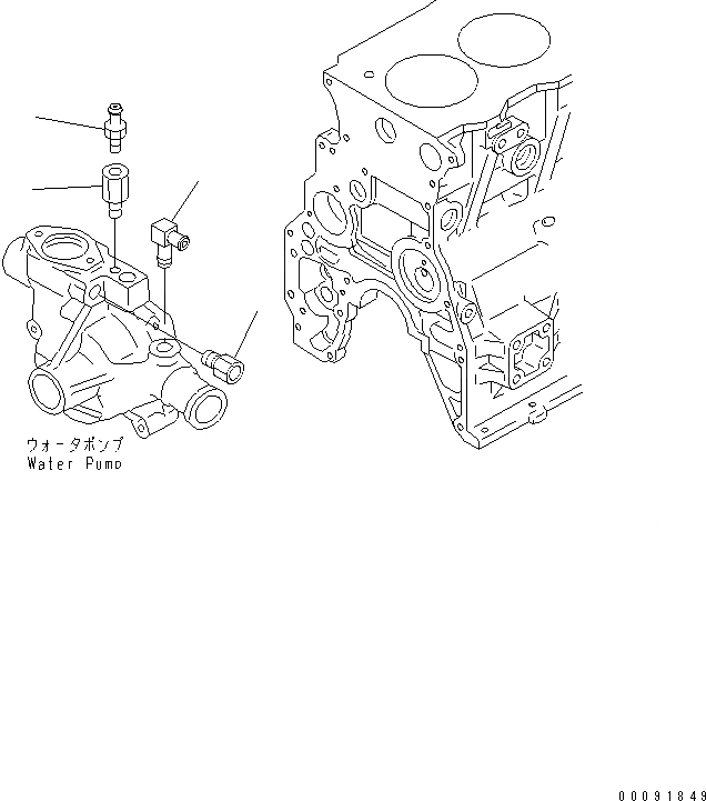 Схема запчастей Komatsu SAA4D95LE-5L-W - ВОДЯНАЯ ПОМПА АДАПТЕР(№-) ДВИГАТЕЛЬ