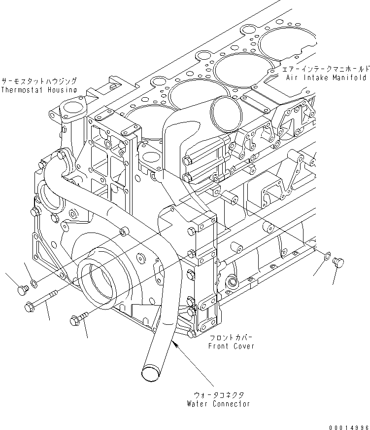 Схема запчастей Komatsu SAA6D140E-3B - ВОДН. ЛИНИЯ ЗАГЛУШКА (БЕЗ АНТИКОРРОЗ. ЭЛЕМЕНТА) ДВИГАТЕЛЬ