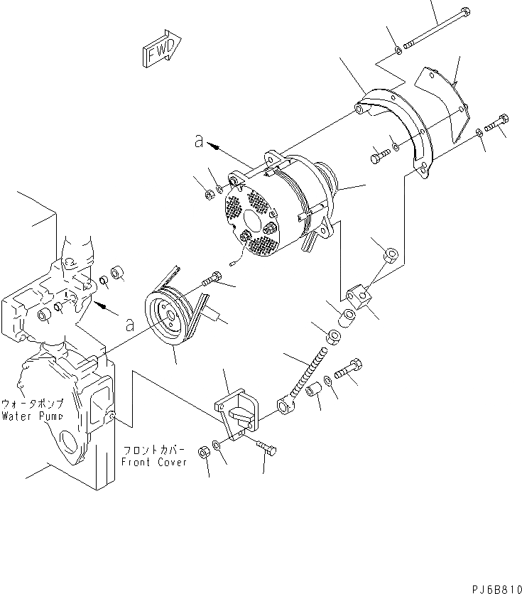 Схема запчастей Komatsu SAA6D140E-3B - КРЕПЛЕНИЕ ГЕНЕРАТОРА (A) ДВИГАТЕЛЬ