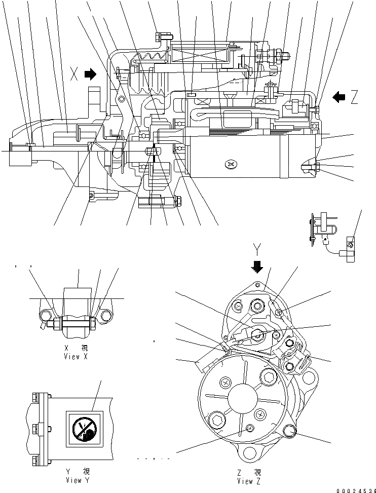 Схема запчастей Komatsu SAA6D140E-3B - СТАРТЕР (KW) (ВНУТР. ЧАСТИ) ДВИГАТЕЛЬ