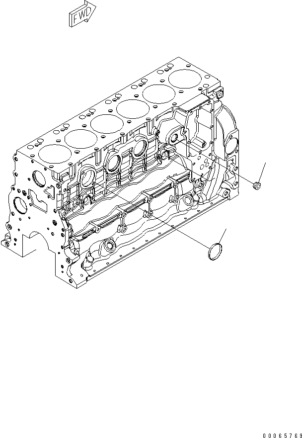 Схема запчастей Komatsu SAA6D107E-1C - БЛОК ЦИЛИНДРОВ (ПОДОГРЕВАТЕЛЬ ХЛАДАГЕНТА PORT ЗАГЛУШКА) ДВИГАТЕЛЬ