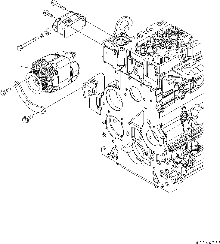 Схема запчастей Komatsu SAA6D107E-1C - ГЕНЕРАТОР (V- AMP) ДВИГАТЕЛЬ