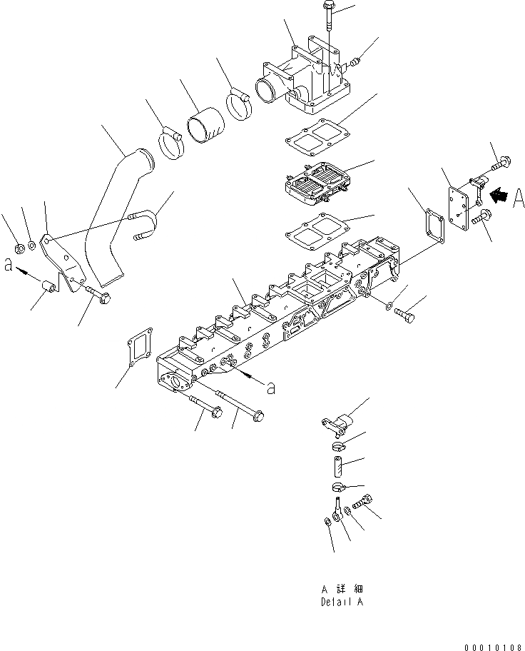 Схема запчастей Komatsu SAA6D125E-3K - ТРУБОПРОВОД ВПУСКА ВОЗДУХА И СОЕДИН-Е ДВИГАТЕЛЬ