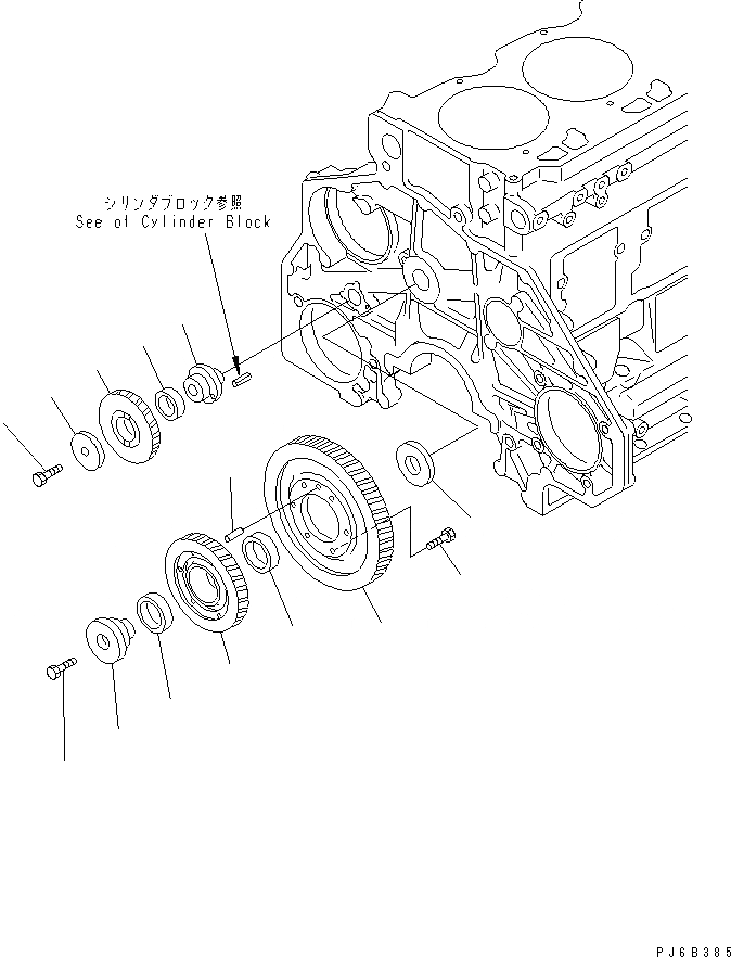 Схема запчастей Komatsu SAA6D125E-3K - ПРОМЕЖУТОЧНАЯ ШЕСТЕРНЯ ДВИГАТЕЛЬ