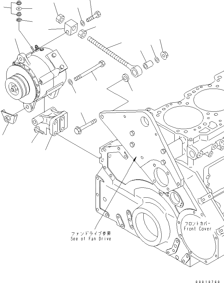 Схема запчастей Komatsu SAA6D125E-3K - ГЕНЕРАТОР И КРЕПЛЕНИЕ (A) ДВИГАТЕЛЬ