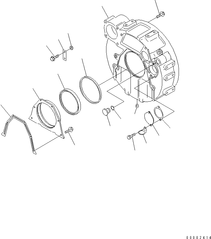 Схема запчастей Komatsu SAA6D102E-2E - КАРТЕР МАХОВИКА ДВИГАТЕЛЬ