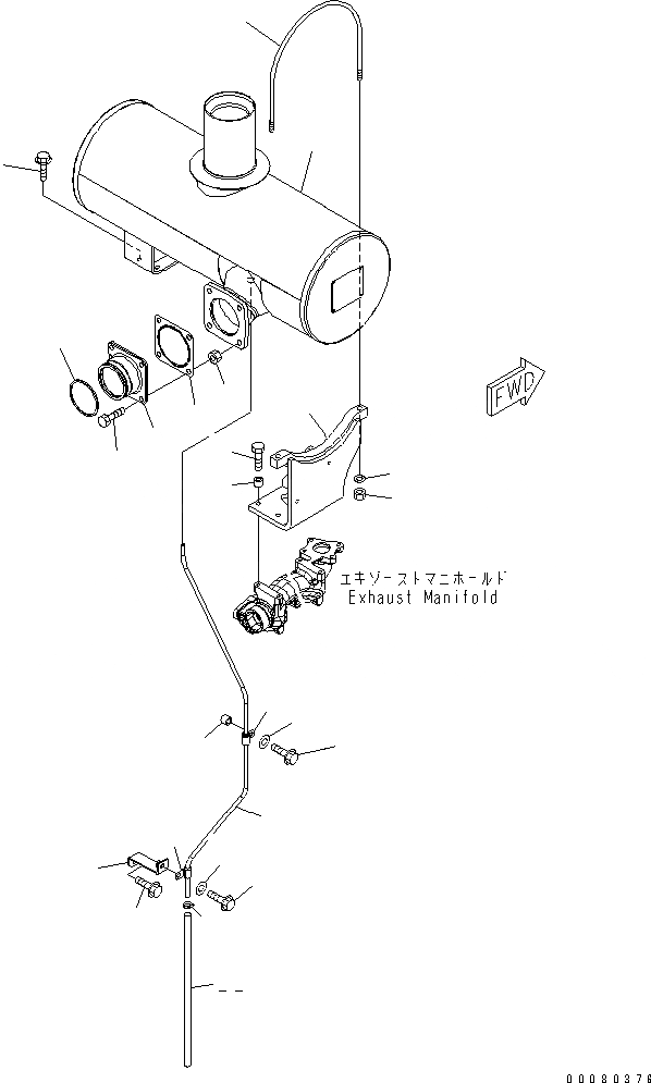 Схема запчастей Komatsu SAA6D125E-5D - ГЛУШИТЕЛЬ(№-) ДВИГАТЕЛЬ