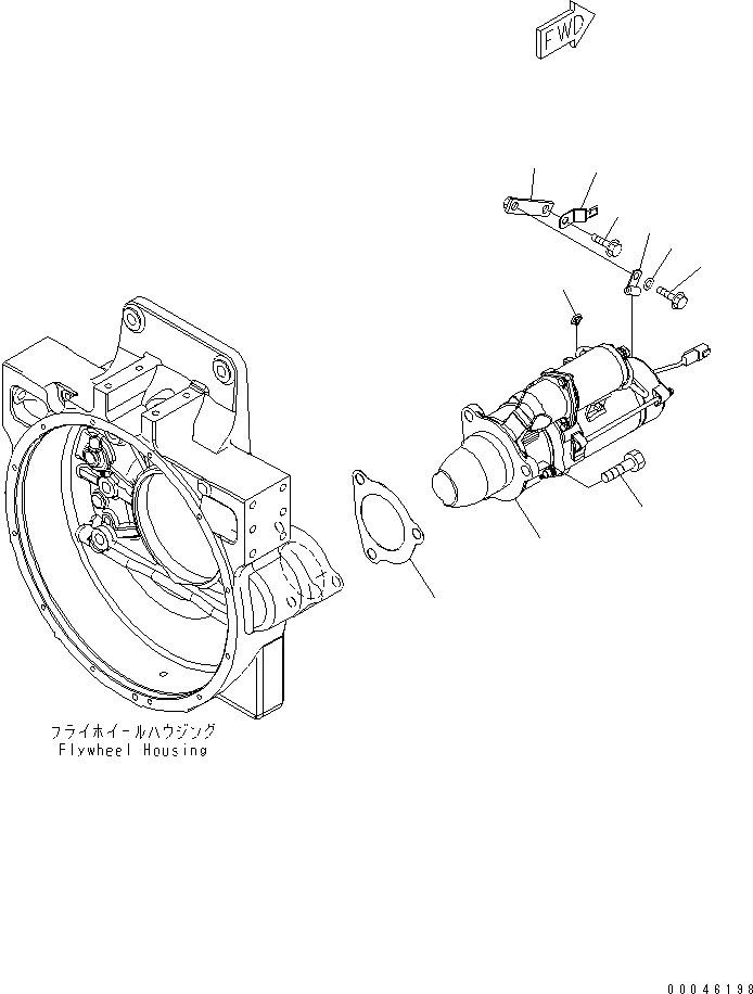 Схема запчастей Komatsu SAA6D125E-5D - КРЕПЛЕНИЕ СТАРТЕРА (7.KW) ДВИГАТЕЛЬ