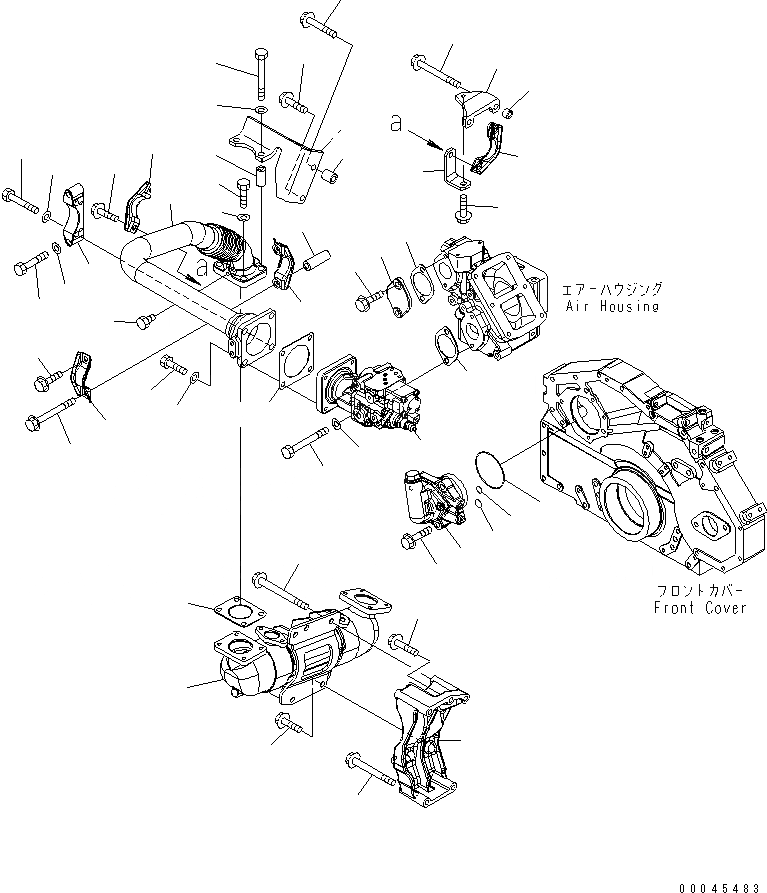 Схема запчастей Komatsu SAA6D125E-5E - ВЫПУСКН. GAS RECIRCULATION (/) (EGR КЛАПАН И ОХЛАДИТЕЛЬ КРЕПЛЕНИЕ) (ОГРАНИЧЕНИЯ ПО ВЫБРОСУ ЕВРОП. 3)(№-) ДВИГАТЕЛЬ