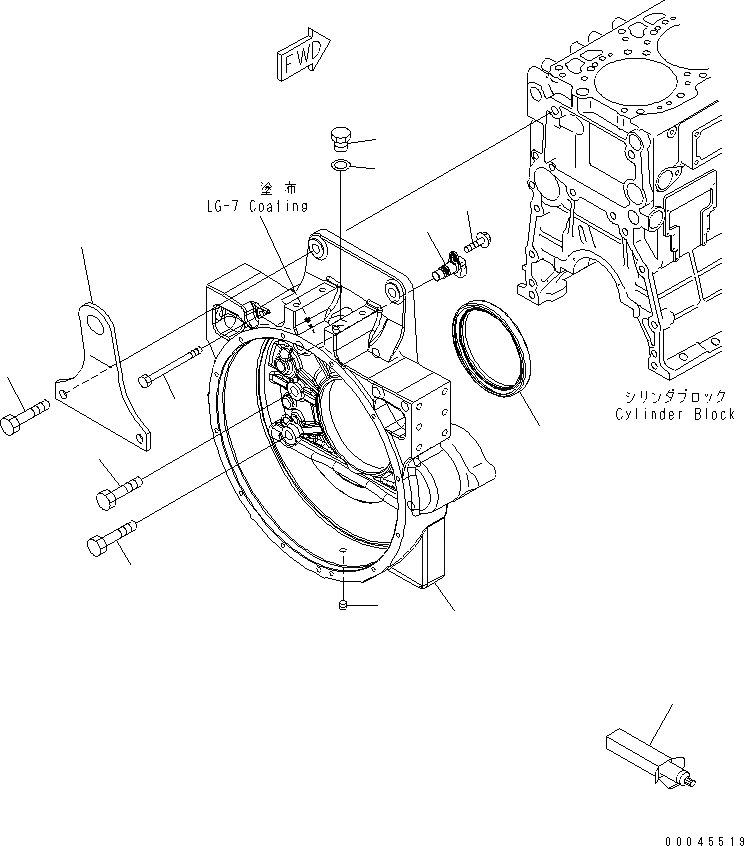 Схема запчастей Komatsu SAA6D125E-5E - КАРТЕР МАХОВИКА(№7-) ДВИГАТЕЛЬ