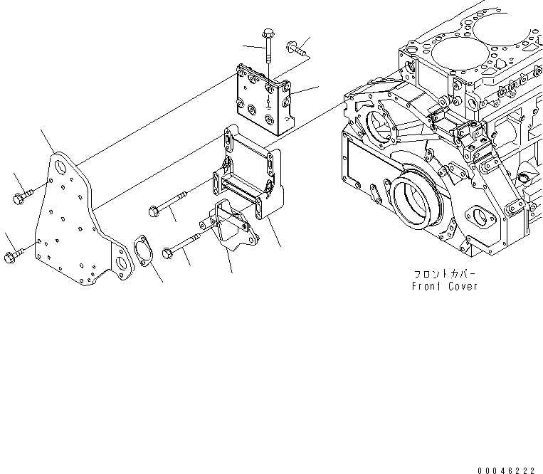 Схема запчастей Komatsu SAA6D125E-5E - ПРИВОД ВЕНТИЛЯТОРА(№7-) ДВИГАТЕЛЬ