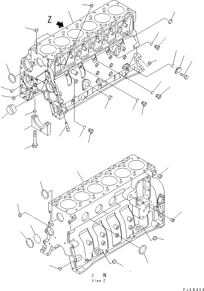 Схема запчастей Komatsu SAA6D102E-2CC-8 - БЛОК ЦИЛИНДРОВ ДВИГАТЕЛЬ