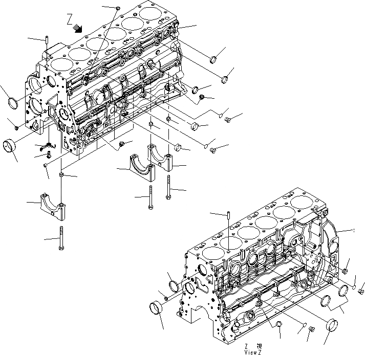 Схема запчастей Komatsu SAA6D107E-1B - БЛОК ЦИЛИНДРОВ ДВИГАТЕЛЬ