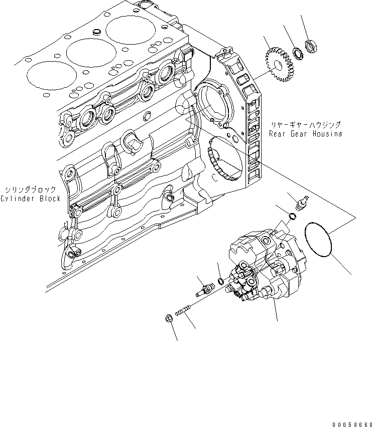 Схема запчастей Komatsu SAA6D107E-1B - ТОПЛ. НАСОС ДВИГАТЕЛЬ