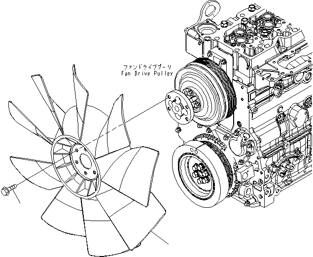 Схема запчастей Komatsu SAA6D107E-1B - ВЕНТИЛЯТОР ОХЛАЖДЕНИЯ ДВИГАТЕЛЬ