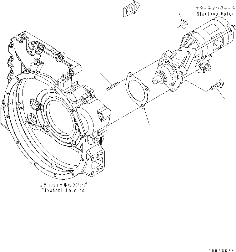 Схема запчастей Komatsu SAA6D107E-1B - КРЕПЛЕНИЕ СТАРТЕРА (.KW)(№-) ДВИГАТЕЛЬ