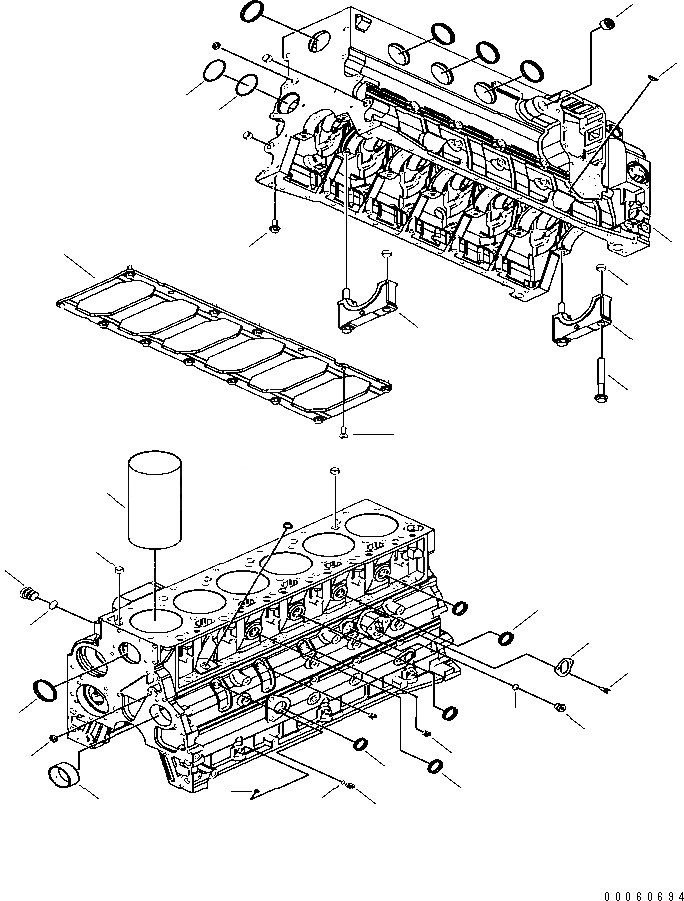 Схема запчастей Komatsu SAA6D107E-1KB-W - БЛОК ЦИЛИНДРОВ ДВИГАТЕЛЬ