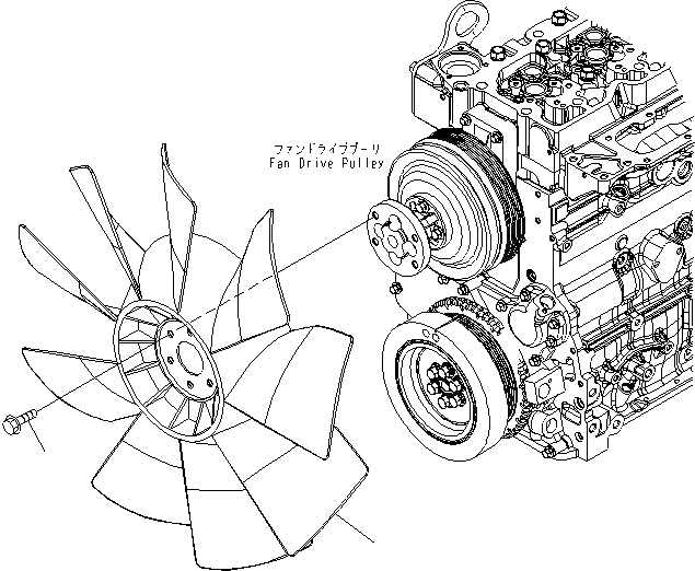 Схема запчастей Komatsu SAA6D107E-1B-W1 - ВЕНТИЛЯТОР ОХЛАЖДЕНИЯ ДВИГАТЕЛЬ